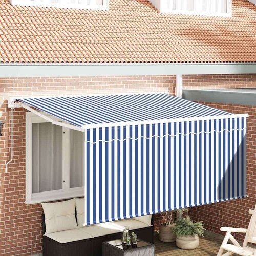  Skrovita tenda Plava i bijela 300 x 200 cm Poliester i aluminij Cene