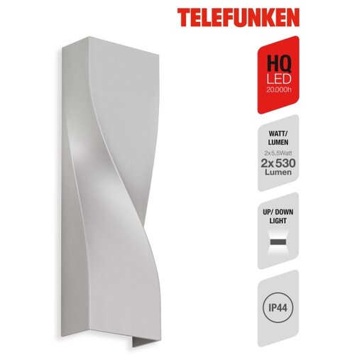 Telefunken 312704TF-LED Spolja&amp;scaron;nje zidno svetlo 2xLED/5,5W/230V IP44 srebrno Slike
