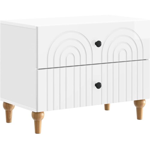 vidaXL Noćni ormar s ladicama Bijela visokog sjaja 62 x 34 5 x 48 cm - Bijela visokog sjaja Cene