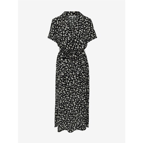 Only Black Floral Shirt Midish dress Helga - Women Slike