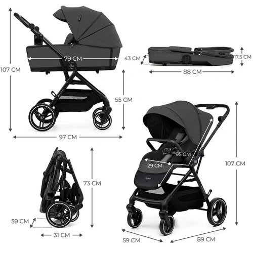 Kinderkraft dječja kolica Yoxi MINK PRO 3u1, Moonlight Grey Slike