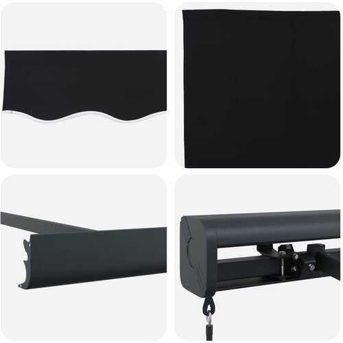  Povlačivi tende Crna 350 x 250 cm Platno i Aluminij Slike