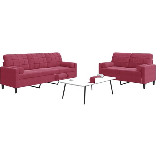 VidaXL 2-dijelni set sofa s jastucima crvena boja vina bar&amp;scaron;unasti Slike