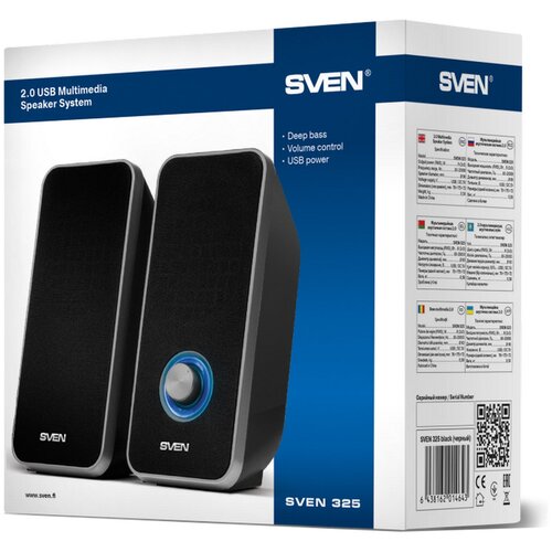 Sven 325 2.0 zvočniki, USB, izhodna moč 2x3W (RMS), ČRNA Slike