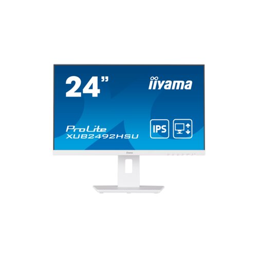 Iiyama monitor 24" white, ete ips-panel, 1920x1080, 13cm height adj. stand, pivot, 250cd/m², speakers, vga, hdmi, displayport, 4ms, usb-hub (23,8" vis) Cene