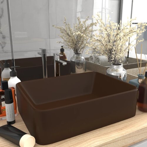 vidaXL Razkošen umivalnik mat temno rjav 41x30x12 cm keramičen Cene