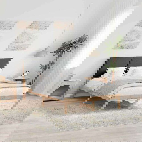  Kovinska posteljna konstrukcija z vzglavjem rjava in temno siva, (5000084715) Slike