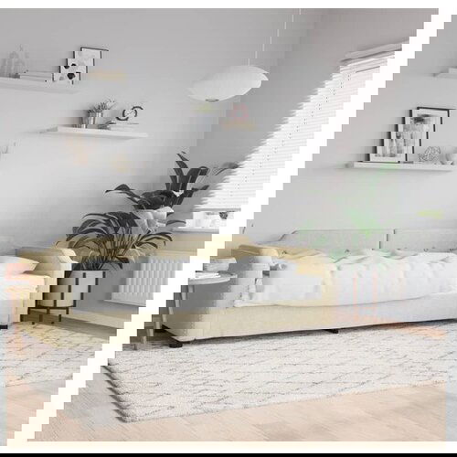 VidaXL Dnevna postelja z vzmetnico krem 80x200 cm blago Slike