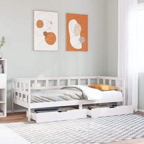 VidaXL Dnevni krevet s ladicama bez madraca 90x200 cm masivno drvo Slike