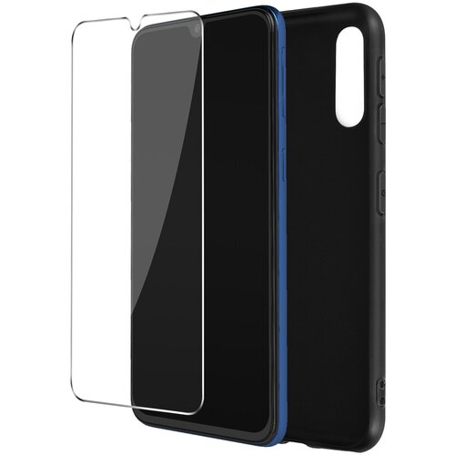 AVIZAR Popolna zašcita Samsung Galaxy A50, mat crna silikonska torbica, kaljeno steklo proti prstnim odtisom, (20632023) Cene
