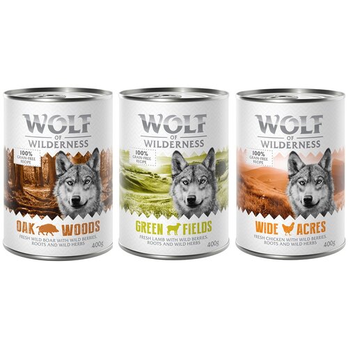 Wolf of Wilderness - mje&amp;scaron;ovito pakiranje - 6 x 400 g: divlja svinja, piletina, janjetina Slike