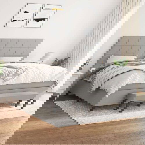  Box spring postelja z vzmetnico svetlo siva 180x200 cm blago, (20788976) Cene