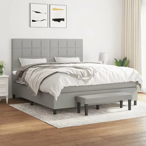  Box spring postelja z vzmetnico svetlo siva 180x200 cm blago, (20788976)