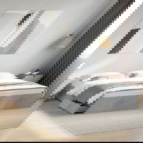Furnova Posteljni okvir s predali betonsko siv 180x200cm inženirski les, (21943041) Cene