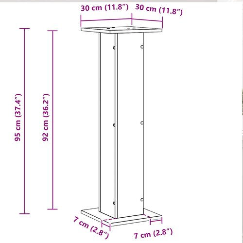  Stalak za zvučnike 2 pcs Crni hrast 30 x 30 x 95 cm Slike