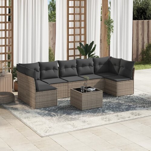 VidaXL 8-dijelni set vrtnih sofa od poliratana s jastucima sivi Slike