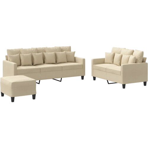  3-dijelni set sofa s jastucima krem od tkanine Slike