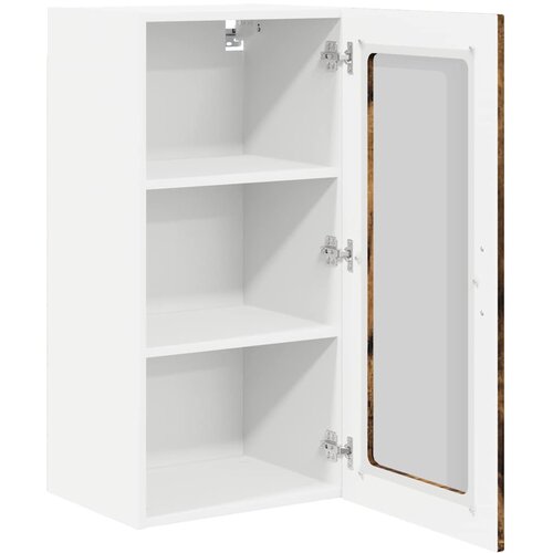  Zidni stakleni ormarić 2 pcs Dimljeni hrast 40 x 31 x 80 cm Slike