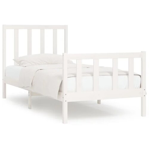 VidaXL Posteljni okvir bel iz trdnega lesa 75x190 cm 2FT6, (20905104) Slike