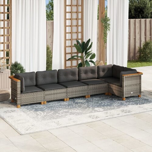 vidaXL 6-dijelni set vrtnih sofa od poliratana s jastucima sivi Cijene