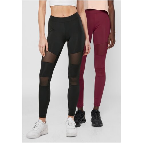 Urban Classics Women&amp;#039;s fishnet leggings 2 pcs black+burgundy Slike