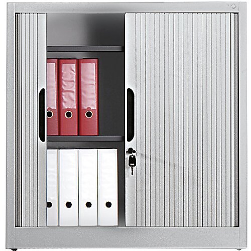 C+P Omara z rolojem, vodoravne žaluzije, VxŠxG 1030 x 1000 x 420 mm, 2 polici, 2,5 prostora za mape, svetlo siva Cene