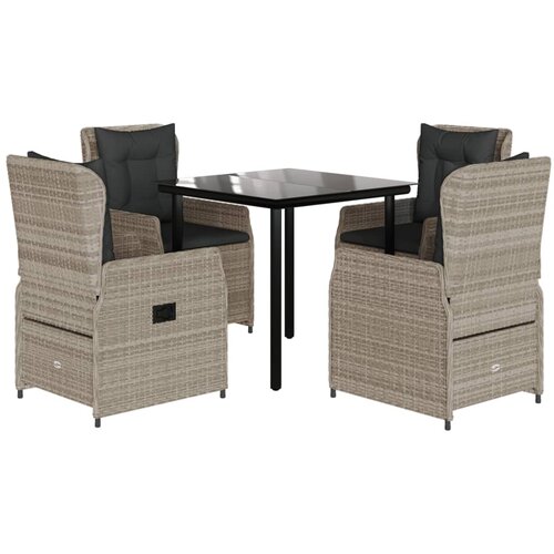  5-dijelni vrtni blagovaonski set od poliratana s jastucima sivi Siva 80 x 80 x 74 cm Slike