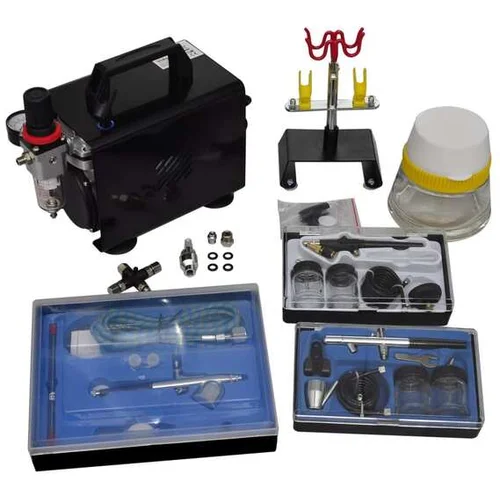 Den Airbrush kompresor komplet s 3 pištolami