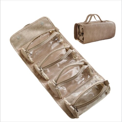 INF Snemljiva 4-v-1 prenosna torbica za ličila velike prostornine - PU usnje Camel, (5000130547) Cene