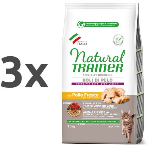Natural trainer Cat Hairball Adult, pi&scaron;čanec - različna pakiranja 3 x 1,5 kg Cene
