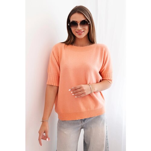 Kesi Włoski Women&amp;#039;s short-sleeve viscose sweater apricot Slike