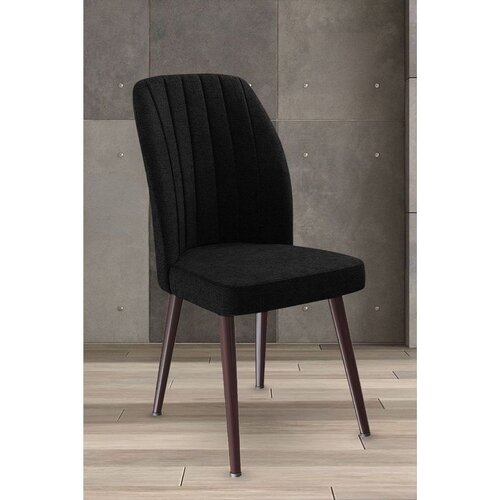 Hanah home set trpezarijskih stolica Platinum 2 kom, crna tkanina Jerry, braon metalne noge Cene