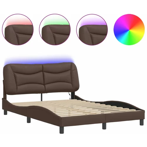 vidaXL Okvir kreveta s LED svjetlima smeđi 120 x 200 cm umjetna koža