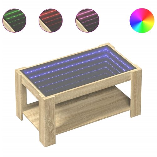 Maison Chic Klubska mizica - kavna mizica - Nizka mizica LED sonoma hrast 93x53x45 cm inženirski les, (21755408) Slike