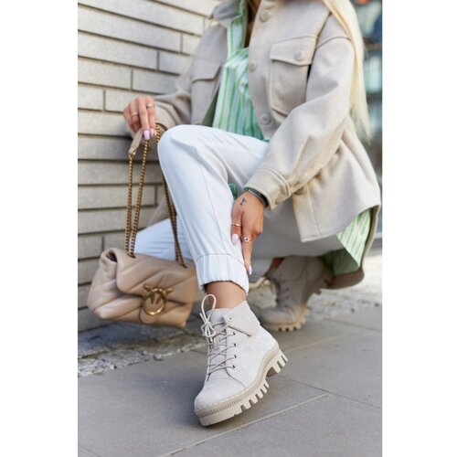 Kesi Suede Trapper Boots Tiered Light gray Dalles Slike