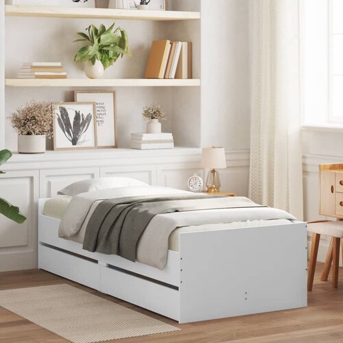 VidaXL Posteljni okvir s predali bel 90x200 cm Slike