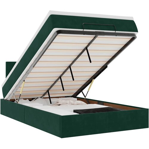  Otomanski krevet s madracem&amp;amp;LED tamnozeleni 120x200cm bar&amp;scaron;un Slike