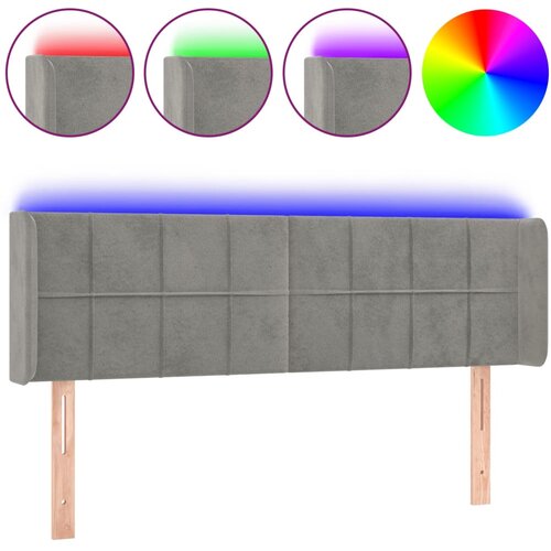 Maison Chic led posteljno vzglavje - vzglavna omarica - nočna omarica svetlo sivo 147x16x78/88 cm žamet, (21708562) Slike
