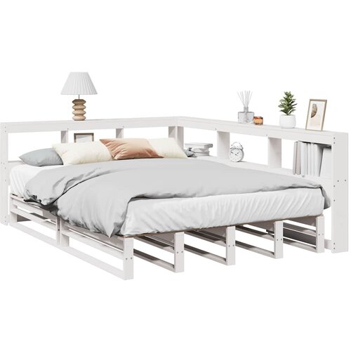 vidaXL Krevet s regalom z knjige bez madraca bijeli 140x200cm borovina Cijene