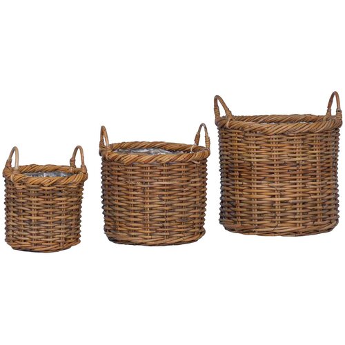 VidaXL Cvečni ko&amp;scaron; s shranjevanjem 3 pcs Rjava Kubu rattan, (5000285956) Slike