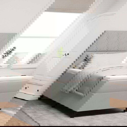 Box Spring Krevet s Madracem Svjetlosiva 90x200 cm Baršun Cijene