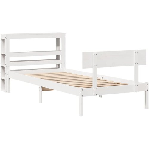 VidaXL Okvir kreveta bez madraca bijeli 90 x 200 cm masivna borovina Slike