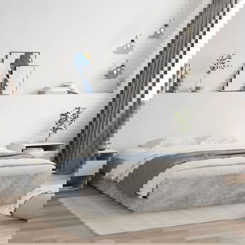 VidaXL Posteljni okvir s predali betonsko siv 140x200cm inženirski les Slike