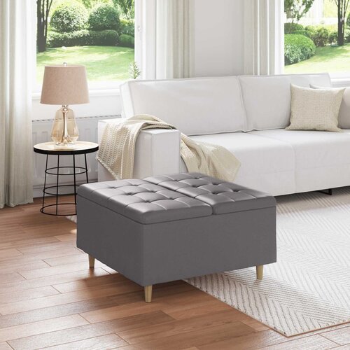  Otoman za pohranu s jastukom Sivi 80 x 80 x 45 cm Umjetna koža Cijene