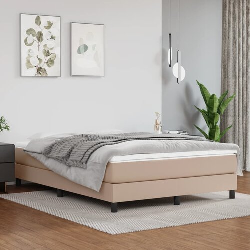 VidaXL Vzmetnica z žepkasto vzmetjo kapučino 140x200x20 cm um. usnje Slike