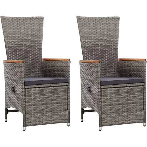 vidaXL Nagibne vrtne stolice s jastucima 2 kom od poliratana sive