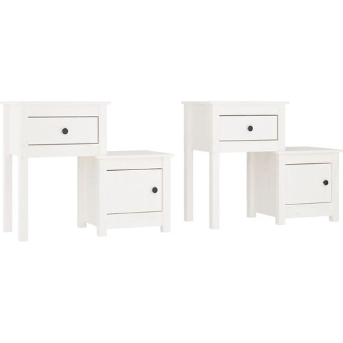 Maison Chic Dvo delni komplet Nočne omarice - Nočne mize bela 79,5x38x65,5 cm trdna borovina, (21689449) Cene
