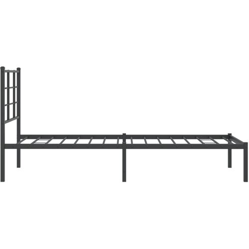  Metalni okvir za krevet s uzglavljem crni 75x190 cm Slike