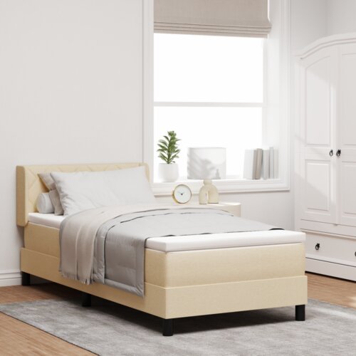 Box Spring Krevet s madracem Krem 100x200 cm Tkanina Cijene