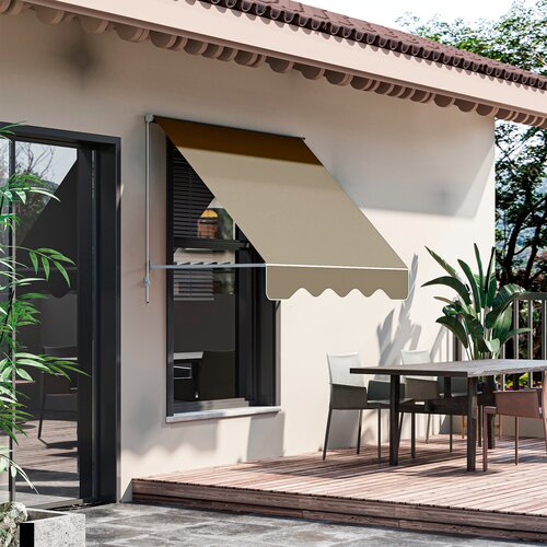 Outsunny 180×70 cm vrtljiva tenda z naklonom 0-120°, aluminij in poliester, odporen na UV-žarke, zunanja spuščena tenda, bež, (20744544) Cene